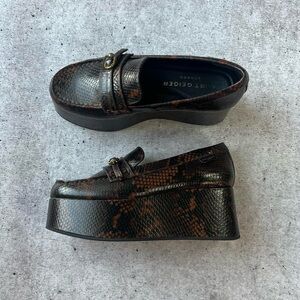 Kurt Geiger Snakeskin Brown Platform Loafers